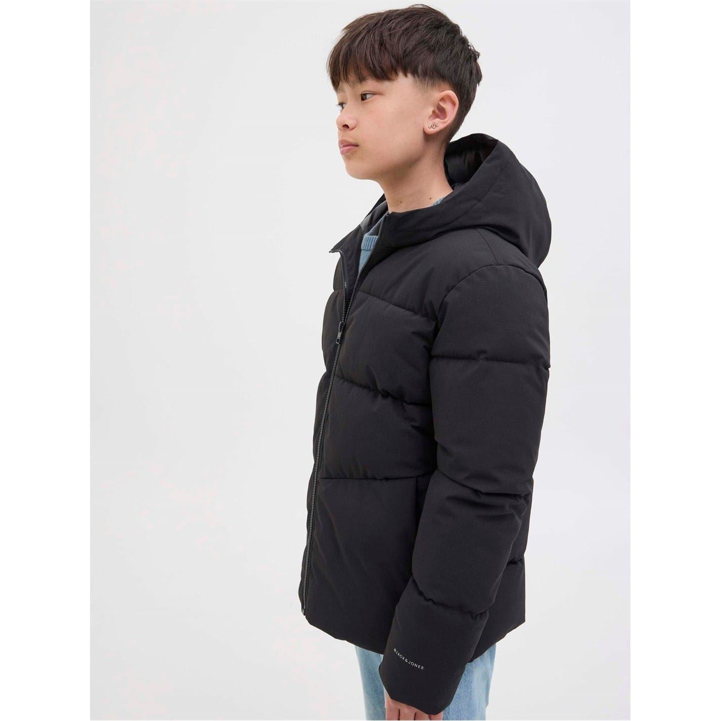 Jack and Jones Global Hooded Solid Patterned Puffer Jacket