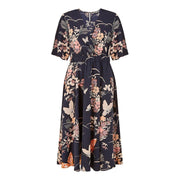Yumi Butterfly Print V-Neck Midi Wrap Dress