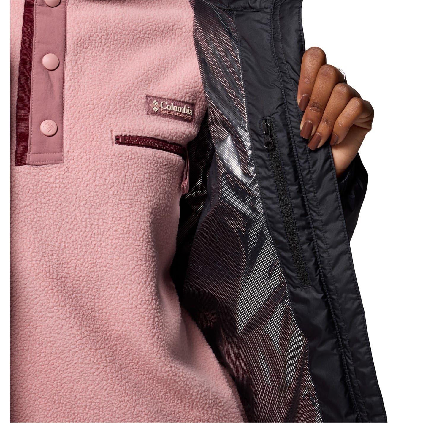 Columbia Pikelke Solid Patterned Hooded Drawstring Zipped Pocket Puffer Jacket