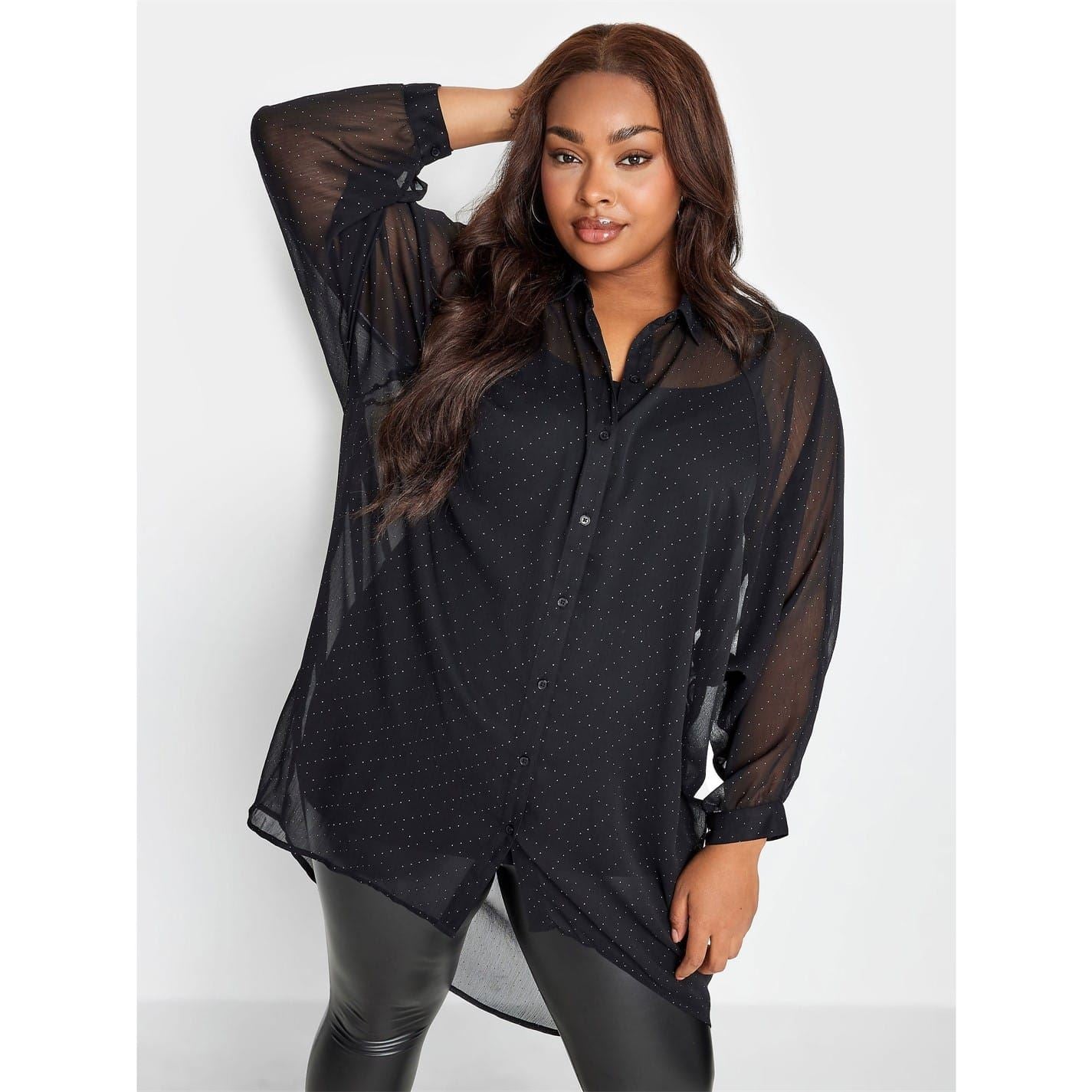 YOURS Dip Back Studded Relaxed Fit Shirt