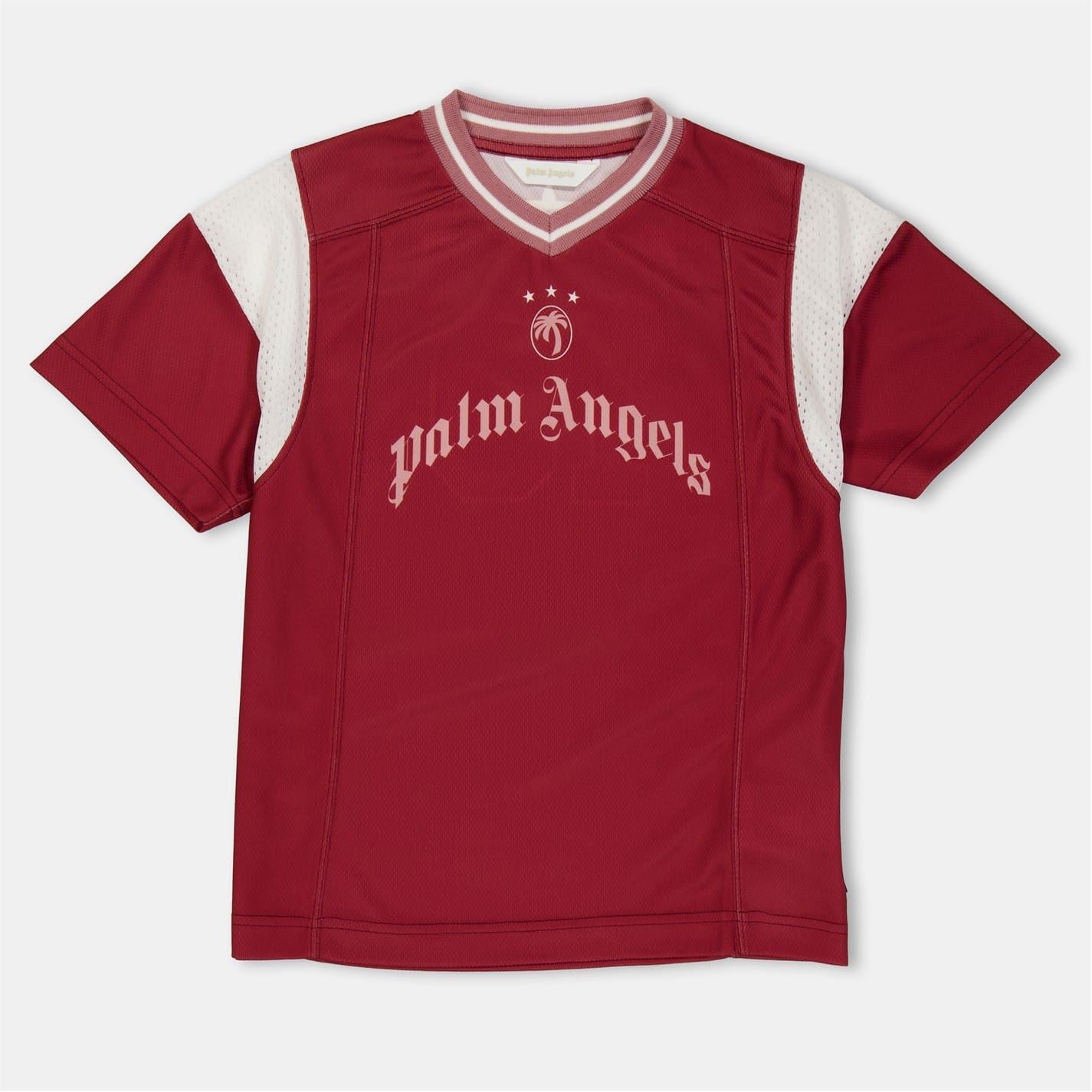 Palm Angels Text Graphic V-Neck Raglan Sleeve Jersey T-Shirt