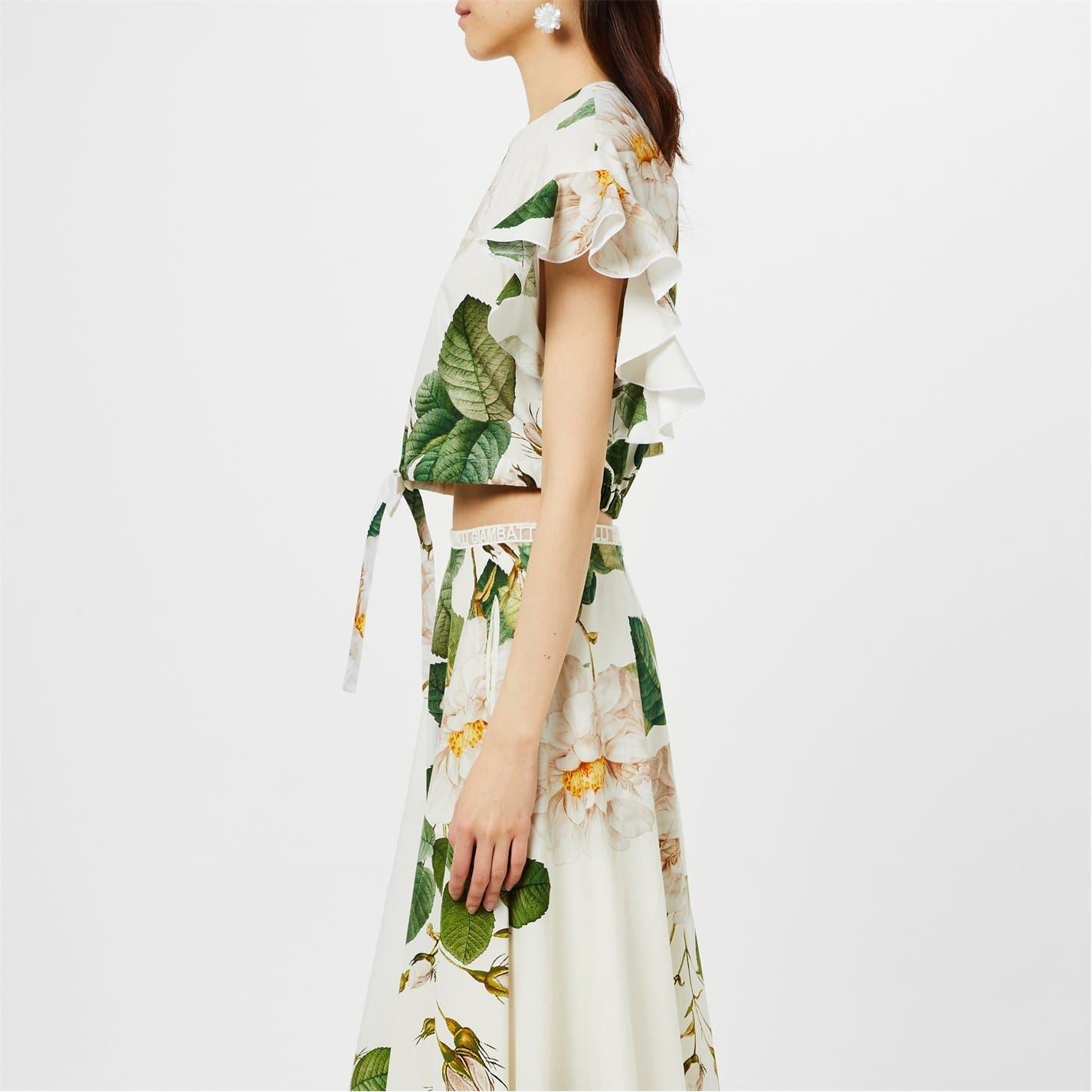 Giambattista Valli Giambat Poplin Crew Neck Midi A-Line Dress