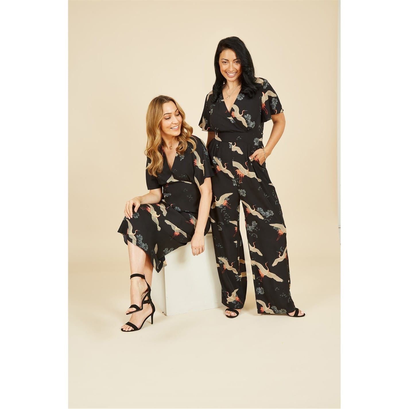Yumi Crane Print Jumpsuit