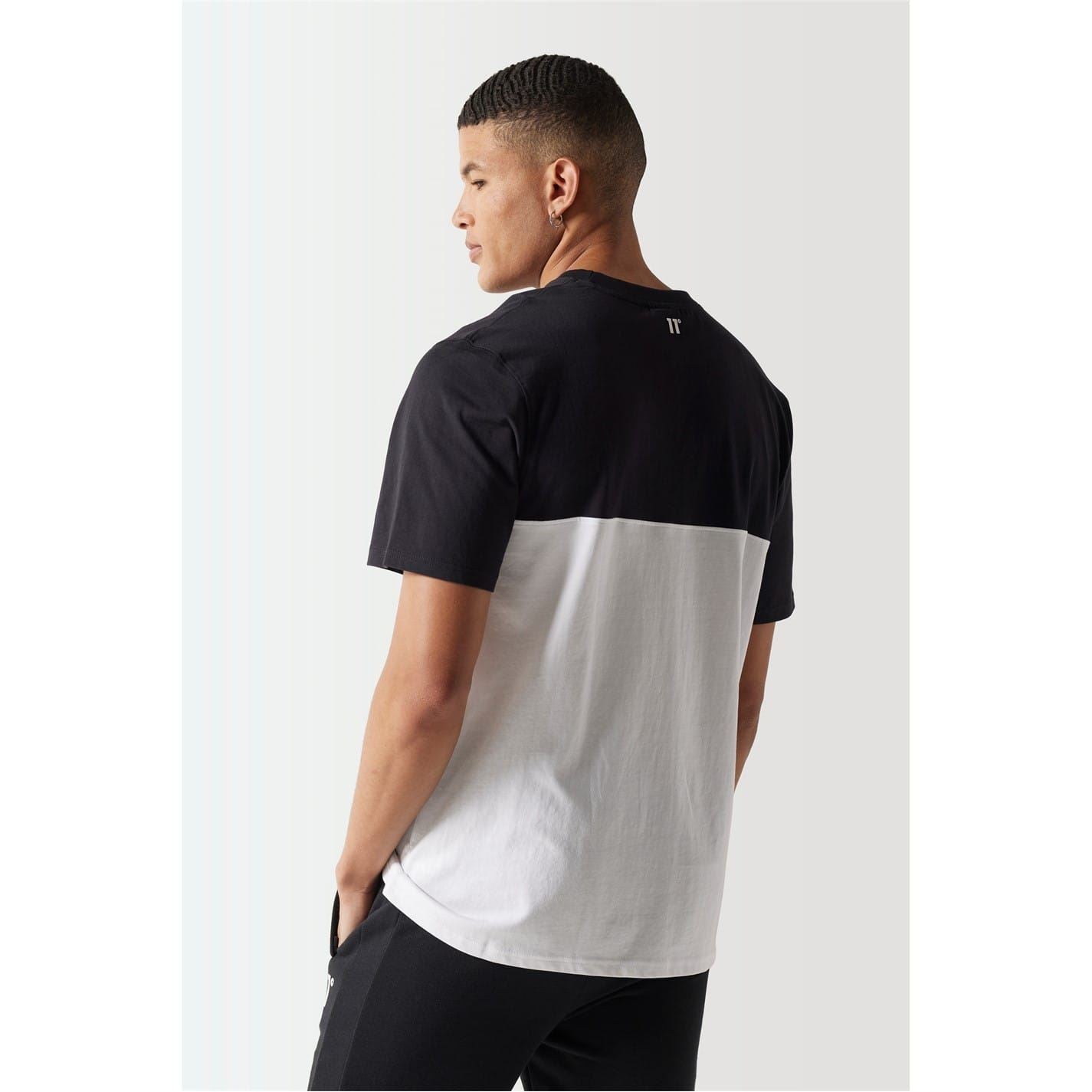 11 Degrees Colour Block T-Shirt   White   Black
