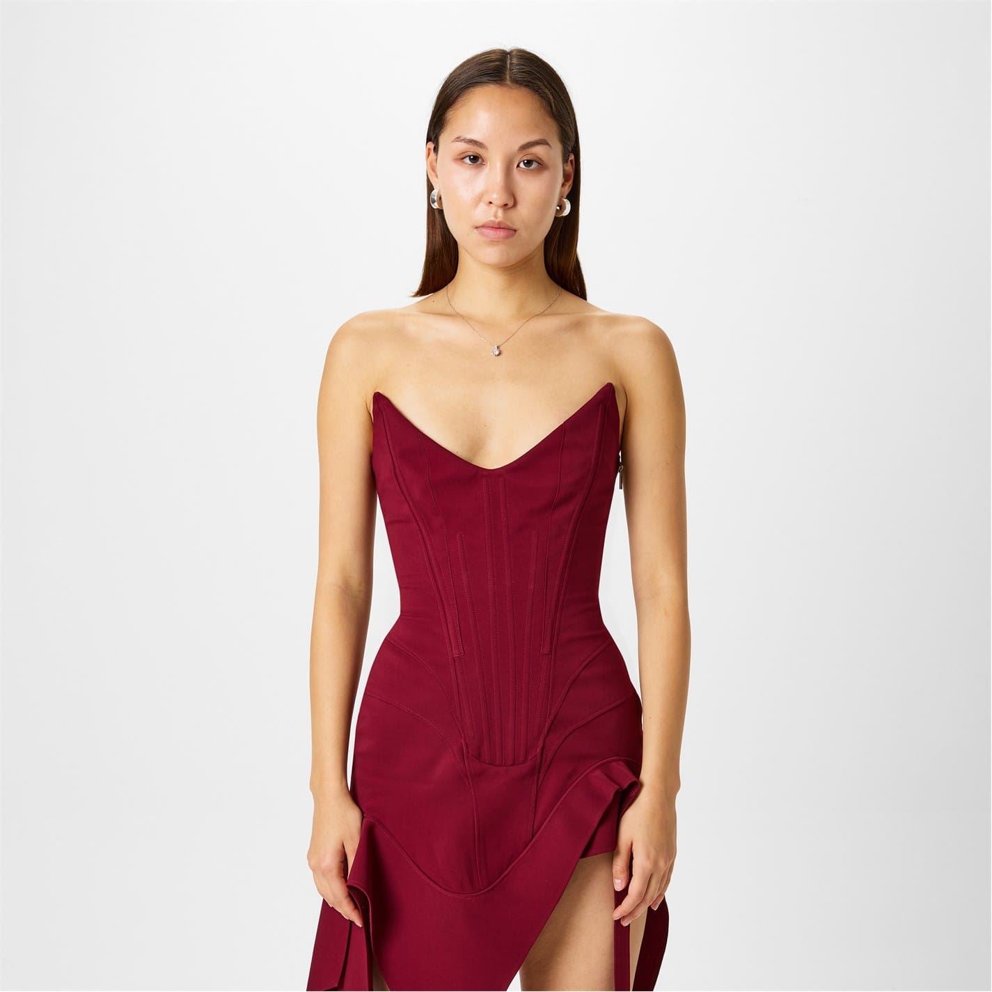 Mugler Strapless Asymmetric Mini Dress