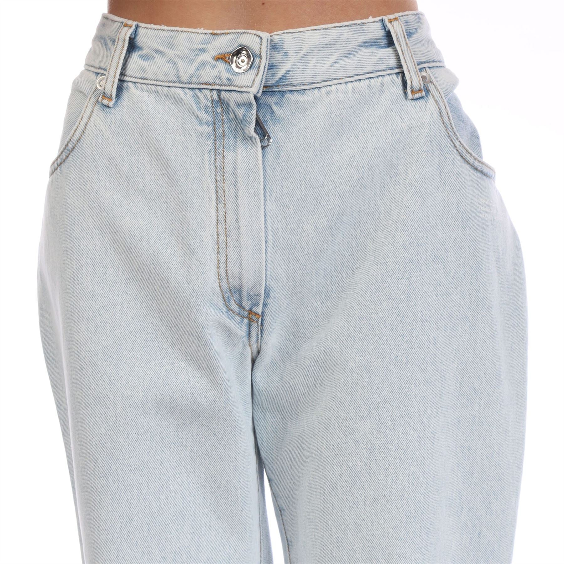 Off White Corporate Cropped Flare Jeans