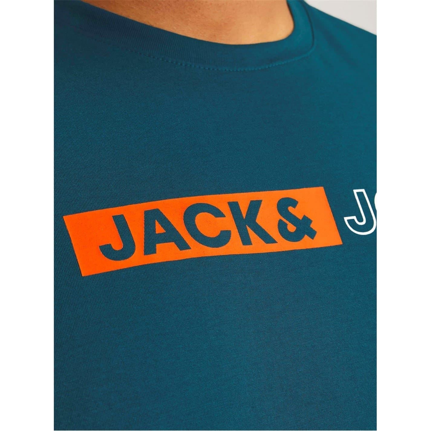Jack and Jones Plus Size Logo Print Crew Neck Short Sleeve T-Shirt