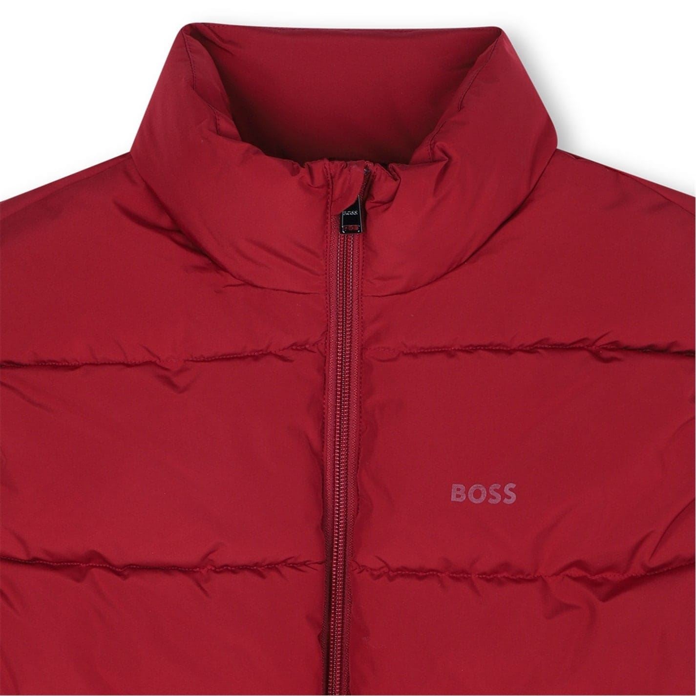 Boss Solid Patterned Puffer Coat with Flap Pocket