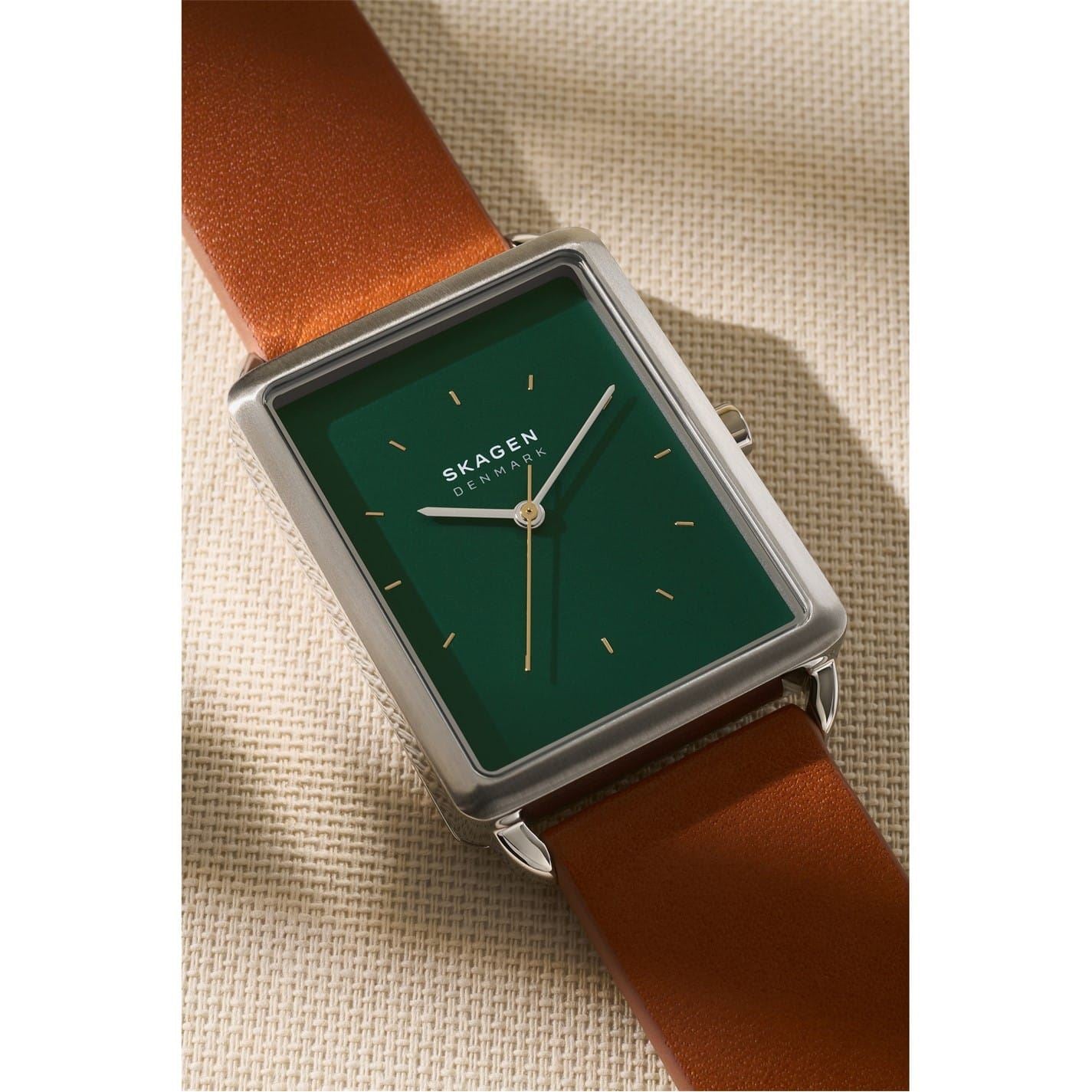 Skagen Mens Hagen Three Hand Brown Leather Watch