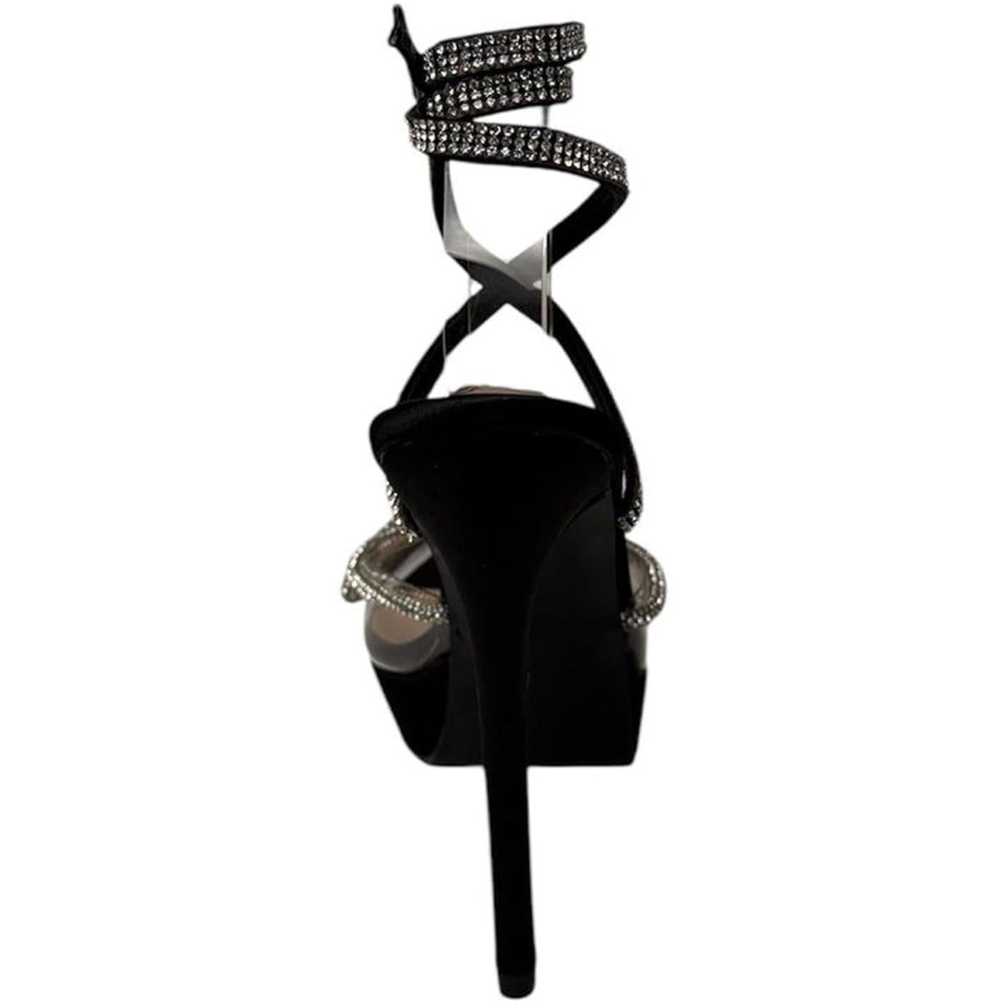 Chic Diamante Platform Open Toe Stiletto Sandals